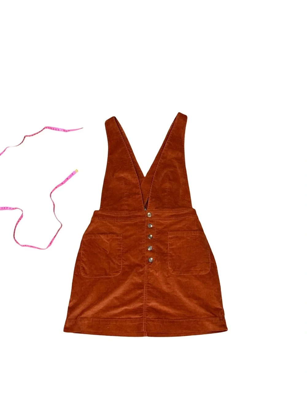🍂Free People Old School Love Corduroy Overall Pinafore Dress Rust Orange Size 6